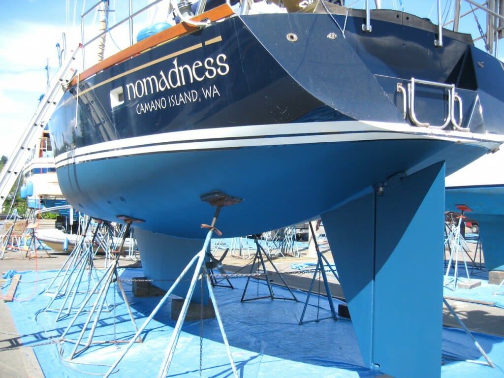 View of Nomadness during 2010 haulout