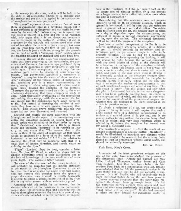 Gyroscopic Action A Menace to Aviation Nomadic Research Labs