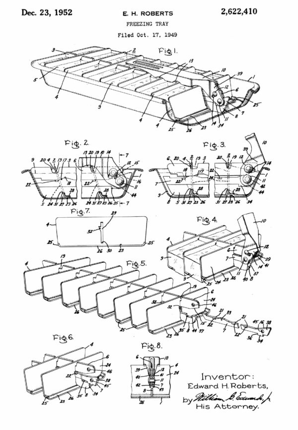 Edward Roberts ice cube tray patent drawing Nomadic Research Labs