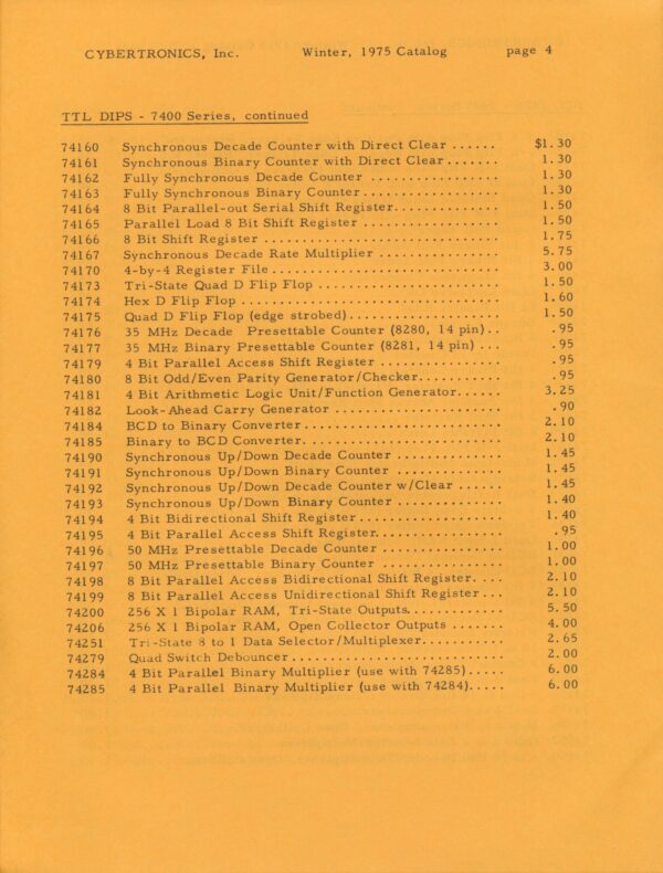 Cybertronics Catalogs - 1975 - Nomadic Research Labs